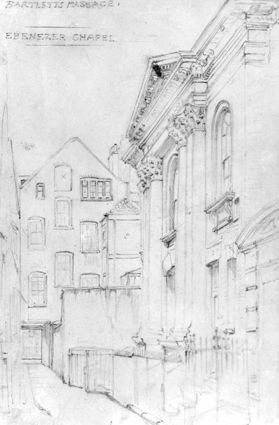 Ebenezer Chapel, Bartletts Passage, ca. 1890 (tegning) af J. Appleton