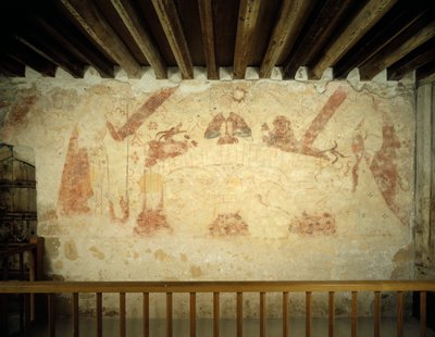 Et vægmaleri fra det 15. århundrede på østvæggen af det malede kammer i Cleeve Abbey, Somerset, 1999 af J Bailey