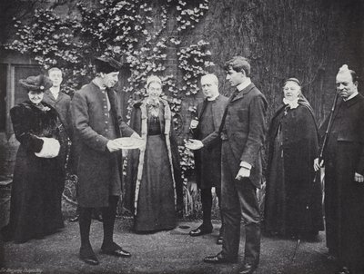 Pandekagekastning på Westminster School, Victor modtager sit Guinea af J. Benjamin Stone