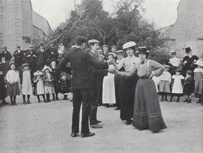 Den Northumbriske Baal-ild, landsbyboere danser af J. Benjamin Stone