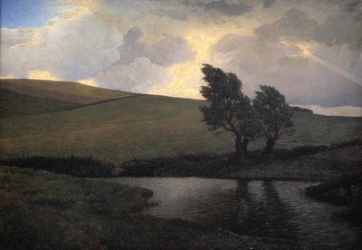 Showery Landscape. Jægerspris, Zealand af J. Bentzen Bilkvist