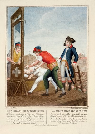 Robespierres død (1758-94) 28. juli 1794 indgraveret af James Idnarpila, udgivet 1799 af J. Beys