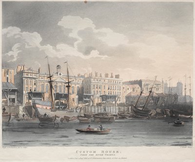 Customs House, fra Themsen af J. Bluck
