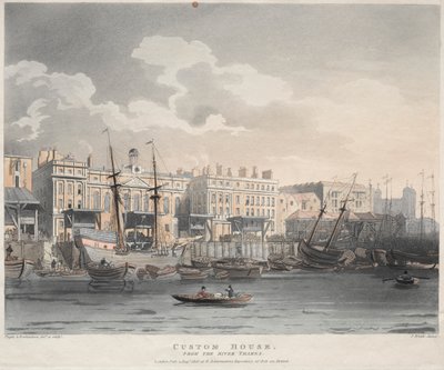 Customs House, fra Themsen, 1808. af J. Bluck