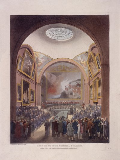 Guildhall Council Chamber, London, 1808 af J Bluck