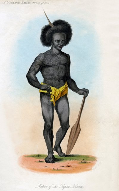 Indfødt af Papua-øerne, c1840. af J. Bull