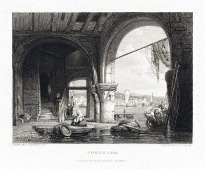 Udsigt over øen Torcello (Venedig, Italien). Gravering af James Charles Armytage (1820-1897) efter Clarkson Stanfield (1793-1867) af J. C. Armytage