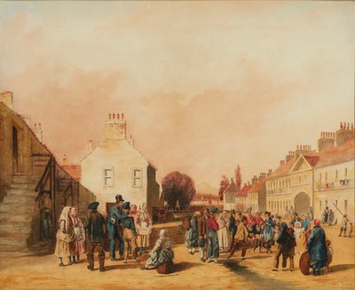 Fisherrow, Musselburgh (blyant og akvarel) af J. C. Newton