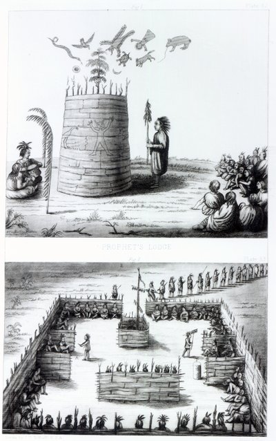 Profetens Loge og Medawisos fra en bog af Henry Schoolcraft (1793-1864) af J. C. Tidball