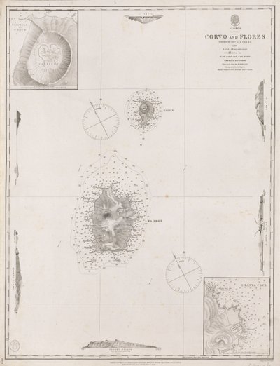 Azorerne Corvo og Flores. Opmålt af kaptajn A.T.E Vidal R.N 1844. af J. & C. Walker