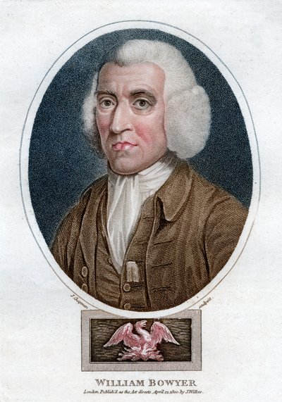 William Bowyer, engelsk bogtrykker og litterær redaktør fra det 18. århundrede, 1800. af J. Chapman