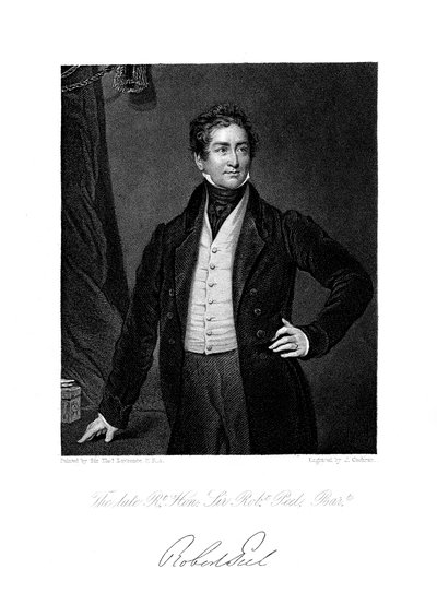 Robert Peel, britisk statsmand, 1800-tallet. af J. Cochran