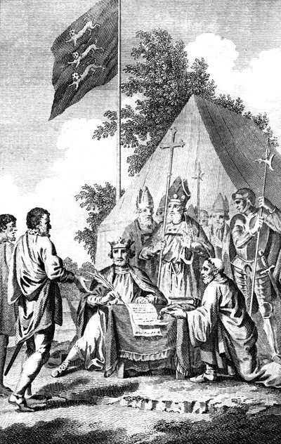 Kong John underskriver Magna Carta, 1215 c1700-tallet. af J. Collyer