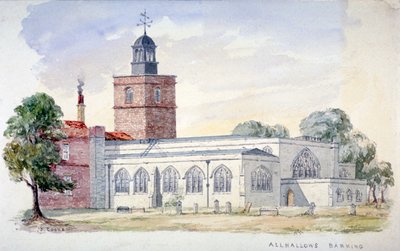 All Hallows-by-the-Tower Church, London, c1840 af J Cooke