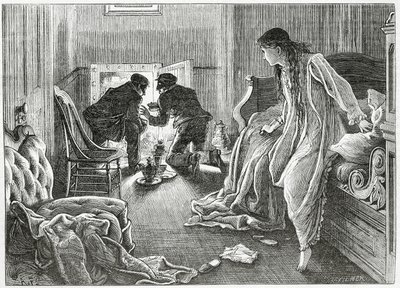 Jeg rakte hånden meget blidt op og trak dolken under min pude, illustration til en thrillerkrimi 