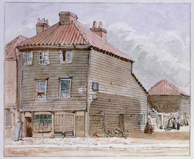 Udsigt over et gammelt hus i High Street, Lambeth af J. Findley