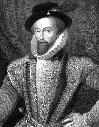 Sir Walter Raleigh, engelsk forfatter, digter, hofmand, eventyrer og opdagelsesrejsende, 1821. af J Fitler