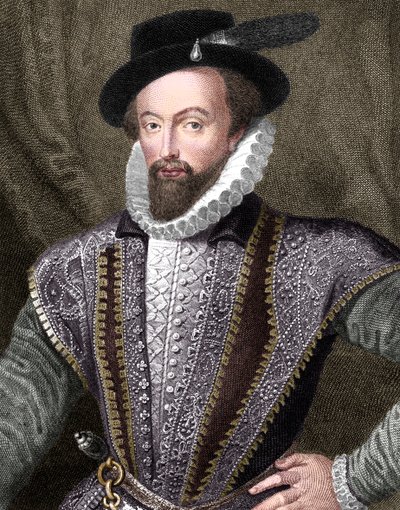 Sir Walter Raleigh, engelsk forfatter, digter, hofmand, eventyrer og opdagelsesrejsende, 1821 af J Fitler