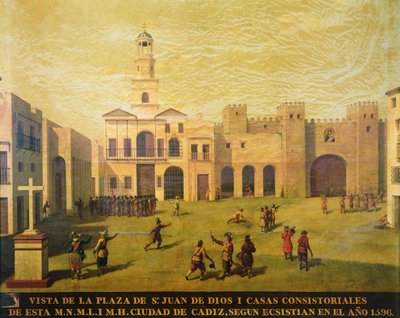 Plaza de San Juan de Dios i 1596 (olie på lærred) af J. Garcia