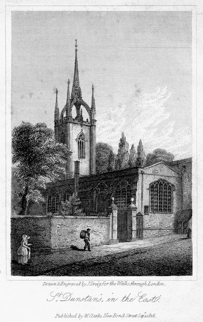 Church of St Dunstan i øst, City of London, 1816. af J. Greig