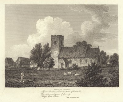 Robert Bloomfield, digter: Sapiston Church (gravering) af J. Greig