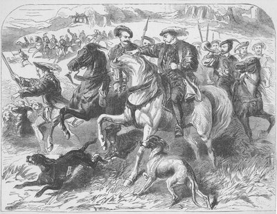 Henrik VIII på den kongelige jagt i Epping Forest, om morgenen for henrettelsen af Anne Boleyn (tryk) af J. H. Nicholson