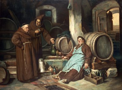 Munke i en kælder, 1873 af J. Haier