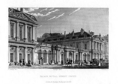 Kongeslottet, Paris, Frankrig, 1829 af J. Hanshall