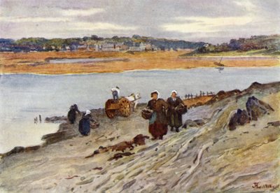 Tangsamling på Rance-mundingen (farve litho) af J. Hardwicke Lewis