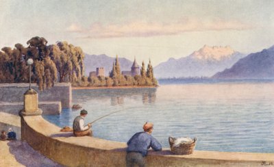 Dents du Midi og La Tour fra "Entre deux Villes" (farvelitografi) af J. Hardwicke Lewis