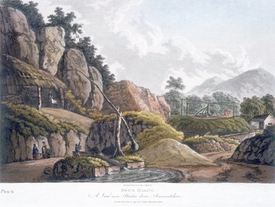 Murstensfremstilling nær Stanton Drew, Somerset, 28. februar 1798 (farvet akvatint) af J. Hassall