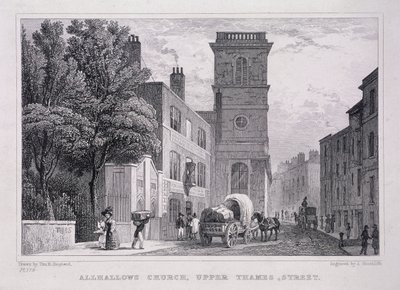 All Hallows the Great, London, c1829 af J Hinchcliff