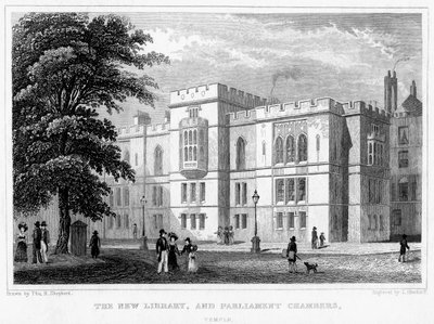 The New Library and Parliament Chambers, Temple, London, 1829. af J Hinchcliff