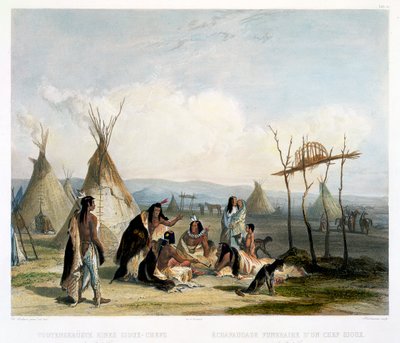 En Sioux-høvdings begravelsesstillads nær Fort Pierre af J Hurlimann