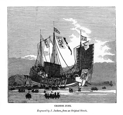 Kinesisk junk, 1843 af J. Jackson