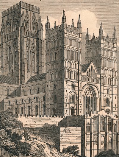 Nordvestudsigt over Durham Cathedral, c1843. af J. Jackson