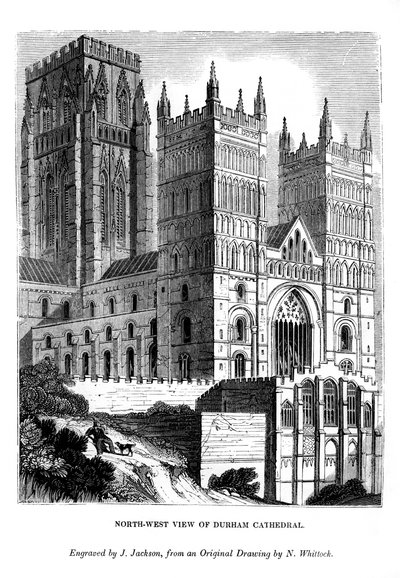 Nordvestudsigt over Durham Cathedral, 1843 af J. Jackson