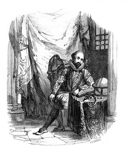 Sir Walter Raleigh i Tower of London, 1603-1616 1836. af J. Jackson