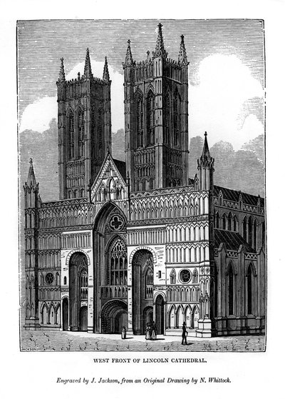 Vestfronten af Lincoln Cathedral, 1843 af J. Jackson