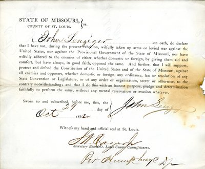 Loyalitet ed af John Leuziger fra Missouri, amtet St. Louis af J. Leuziger