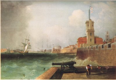 Indsejlingen til havnen i Portsmouth 1846 af J. Lynn