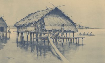 Marinelandsby Ny Guinea (litho) af J. Macfarlane
