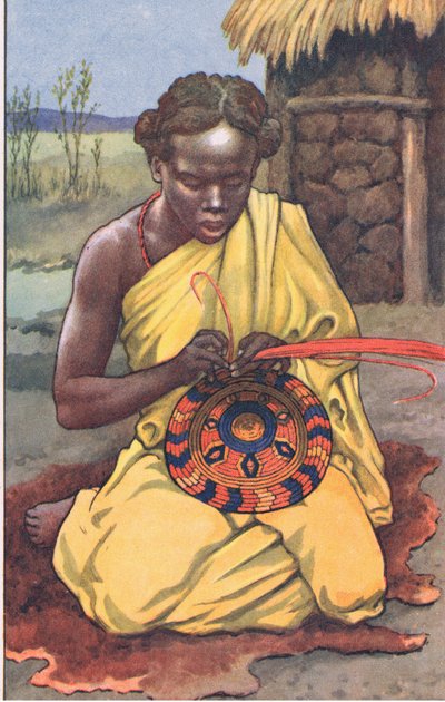 Raffia-arbejderen, fra MacMillan skoleplakater, ca. 1950-60