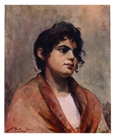 Studie af en italiensk piges hoved, 1901. af J Muntz