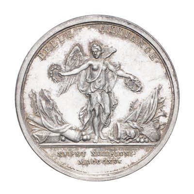 Medalje til minde om hertugen af Wellington og feltmarskal von Blücher 1815, ca. 1815 (sølv) af J. N. Lang