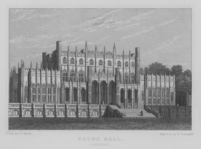 Eaton Hall, Cheshire (gravering) af John Preston Neale