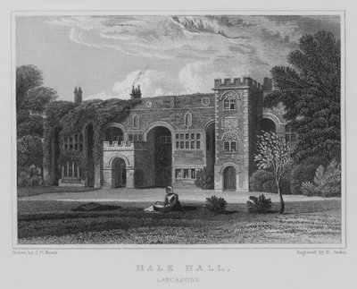 Hale Hall, Lancashire (gravering) af John Preston Neale