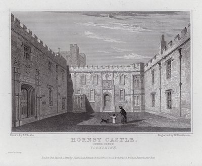 Hornby Castle, Inner Court, Yorkshire (gravering) af John Preston Neale