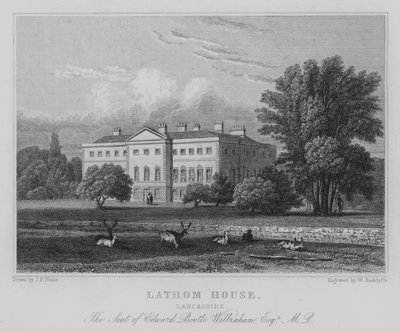 Lathom House, Lancashire, The Seat of Edward Boolte Wilbraham, Esquire, MP (gravering) af John Preston Neale
