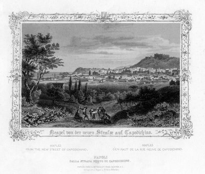 Napoli fra New Street i Capodichino, Italien, 1800-tallet af J. Poppel